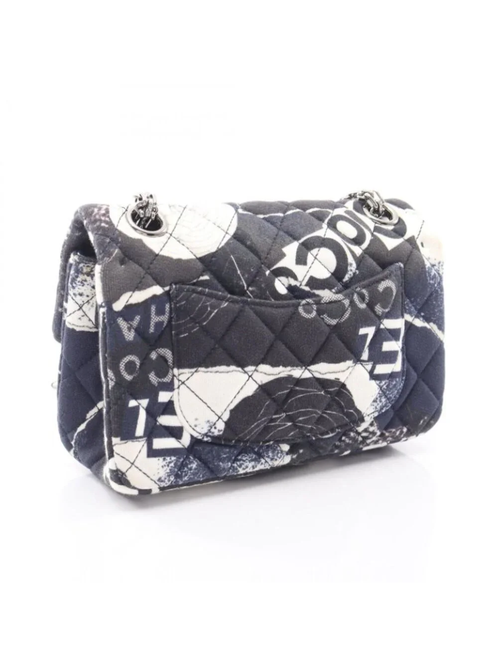 Chanel Shoulder Bag 2.55 Mini Quilted Camellia Graffiti Mademoiselle Chain Navy